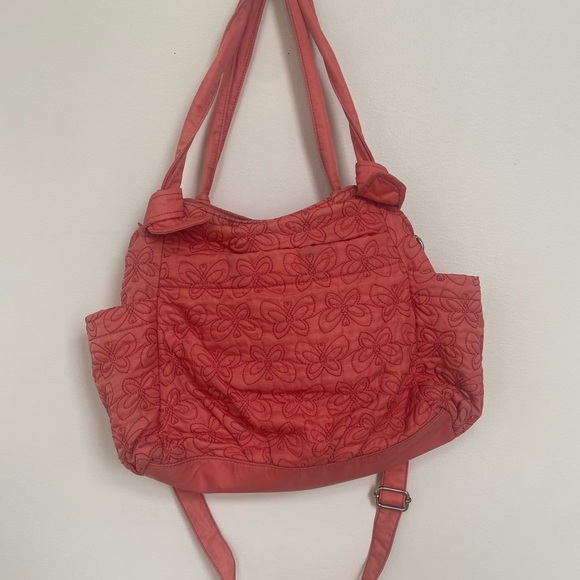 Vintage Pink Anna Sui Quilted Purse with Butterfly Keychain - Picture 6 of 9